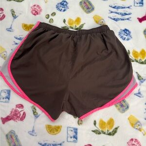Nike Women's Athletic Shorts Brown with Pink Trim